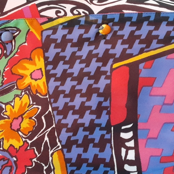 Diane Freis Chiffon two-piece dress of abstract print in multi-colors - Picture 4 of 17